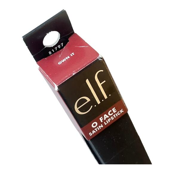 NEW e.l.f. O Face Satin LIPSTICK Long-Lasting Creamy Jojoba Infused OWN IT Red - Picture 3 of 9